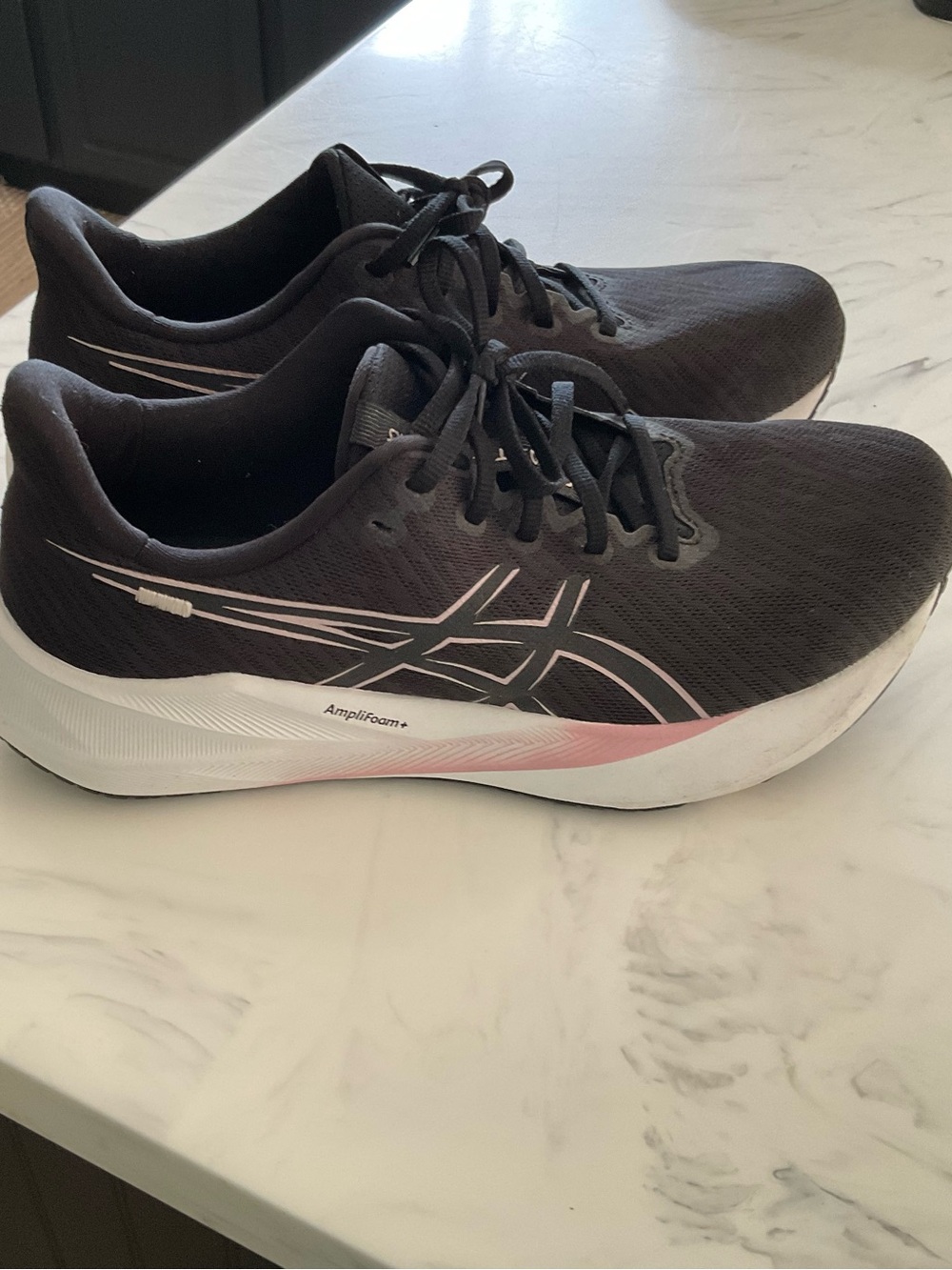 ASICS Women's Black Running Shoes with Pink Accent